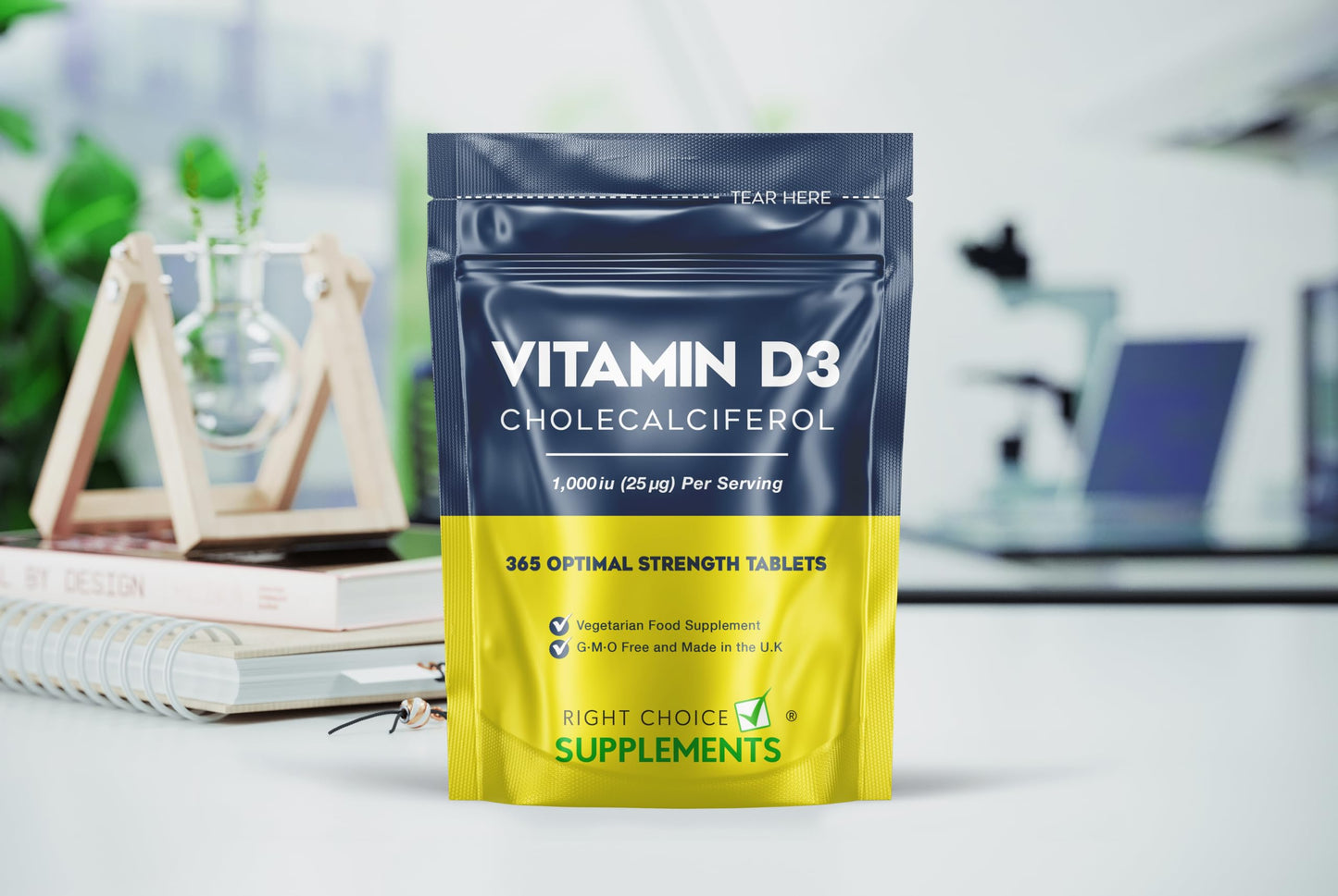 Right Choice Supplements Vitamin D 1000iu - 1 Year Supply, 365 Easy-Swallow Vitamin D Tablets, Vegetarian Vitamin D3 1000iu, Optimal Strength Immune Support Vitamin D Supplement