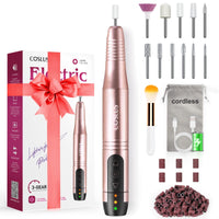 COSLUS Nail Drill Cordless Portable Electric Manicure and Pedicure Set, Professional Nail Files for Acrylic Gel Nails, 45 Nail Drill Kits, Cuticles Hard Skin, Adjustable Speed Rechargeable E File