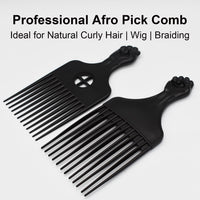 ZEROKIWI Professional Afro Pick Comb, Detangling Hairdressing Afro Braiding Rake Comb for Wig Natural African Thick Curly Long Short Hairstyling Men Women Barber Salon Hairstylist Tools (AB)