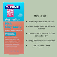 1 X Australian Pink Clay Mask 125ml & 1 X T-Zone Skincare Pore Clearing Facial Wash 200ml | Detoxifying Face Mask & Deep Cleansing Facial Wash for Clear, Glowing Skin.