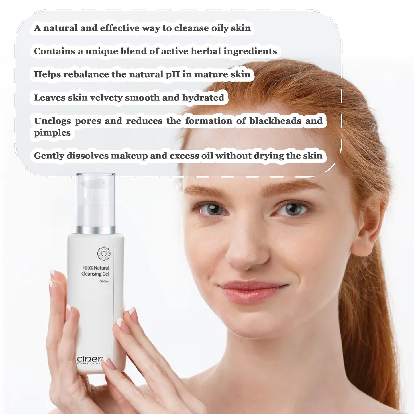 Cinere 100% Natural Cleansing Gel For Oily Skin 150ml | Soap free | Face Cleanser for Acne Prone & Blemish Prone Skin | Cleanser for Oil Control | Glowing Face Wash | Daily Gentle Facial Wash