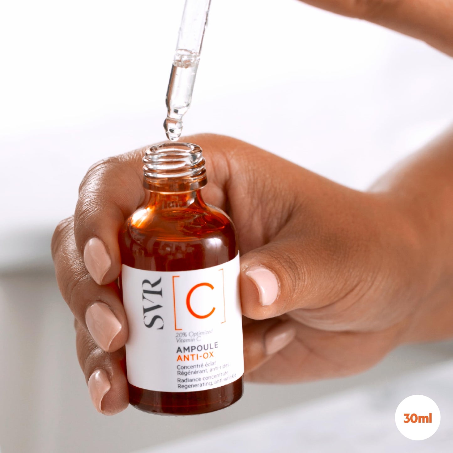 SVR [C] Ampoule Anti-Ox Revitalising Radiance + Anti-Wrinkle Face Serum. 20% Vitamin C Revitalises + Brightens, Combatting Fine Lines, Dull, Tired Skin + Uneven Skin-tone, 30ml
