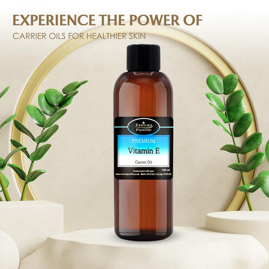 Vitamin E Oil, 100% Pure Natural Vitamin E Oil, Vitamin E Oil For Skin, Scars, Hair & Face, Scalp, Nails, Moisturising & Hydrating Carrier Oils, Vegan, Cruelty Free, Hexane Free, No GMO - 50ml