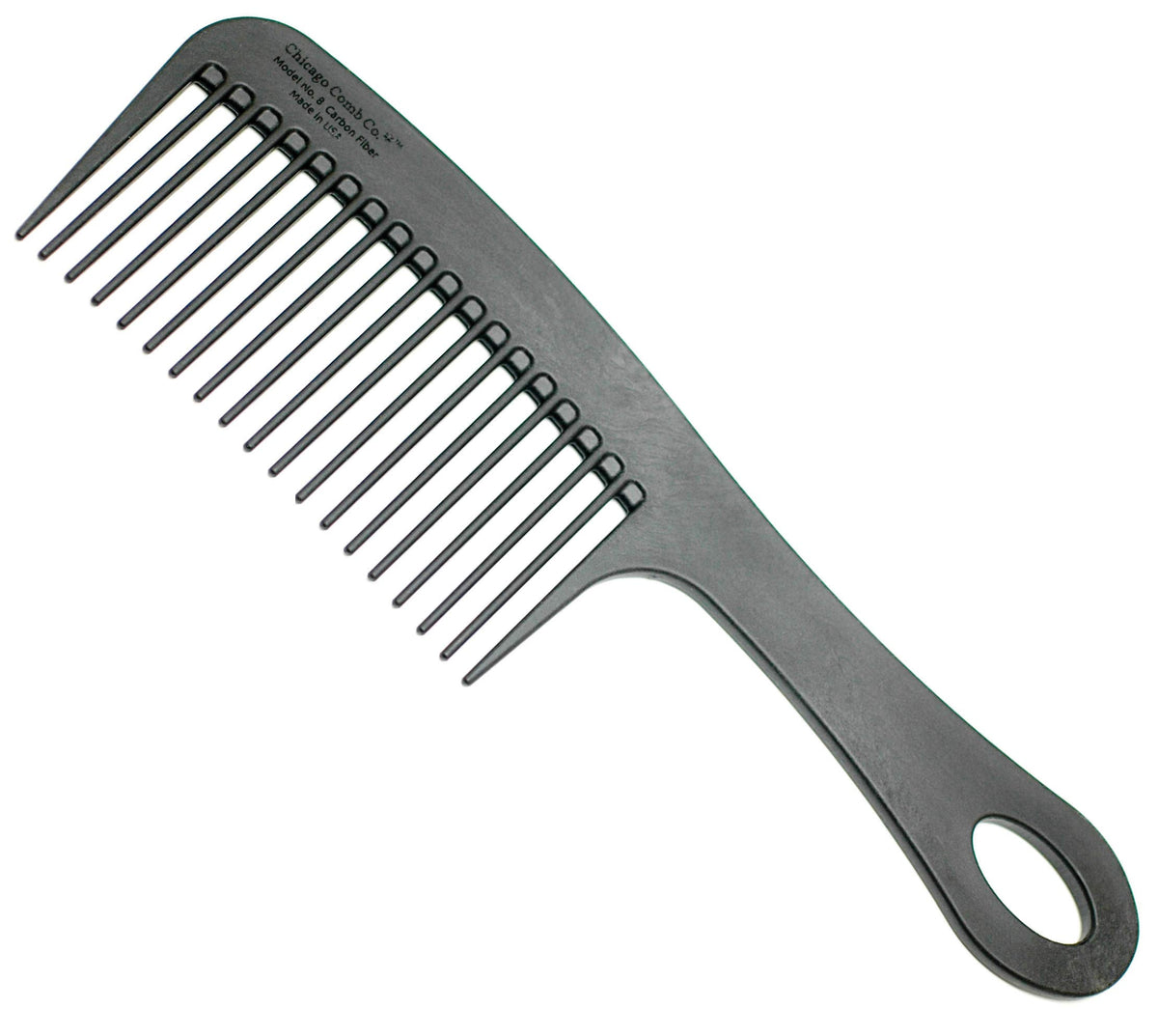 Chicago Comb Model 8 Carbon Fiber, Made in USA, Anti-static, Detangling & Shower comb, adds Lift & Volume, 21.5 cm (8.5 inches) long