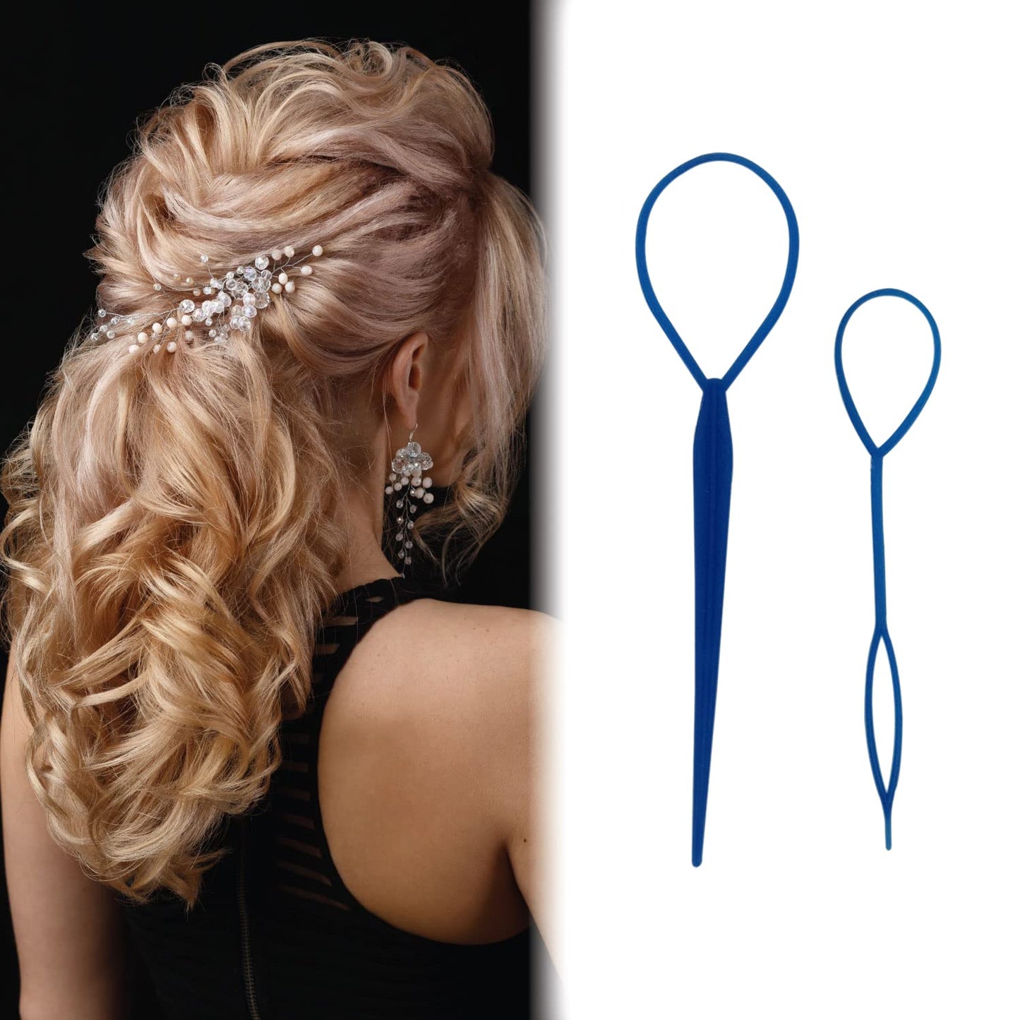 Trimming Shop Hair Braid Topsy Tool Ponytail Maker Clip Durable Styling Tool Fashion Hair Braiding Accessory for Making Women's Hair Style (Blue, 2pcs)
