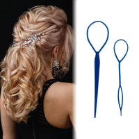 Trimming Shop Hair Braid Topsy Tool Ponytail Maker Clip Durable Styling Tool Fashion Hair Braiding Accessory for Making Women's Hair Style (Blue, 2pcs)