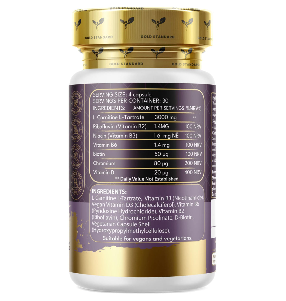 Euphoria Bliss L-Carnitine Capsules 3000mg - L-Carnitine Formula with Vitamins D & B - High Strength L-Carnitine Tartrate Supplement – 120 Vegan Tablets – Supports Energy, Metabolism, & Reduces Tiredness & Fatigue