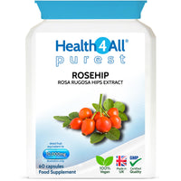 Health4All Rosehip 10,000mg per Capsule, 60 Capsules 2 Months Supply, High Strength Rosa Rugosa Hips Joint Support Supplement, Pure, Vegan, Naturally Sourced Extract (not Tablets) | Made in UK