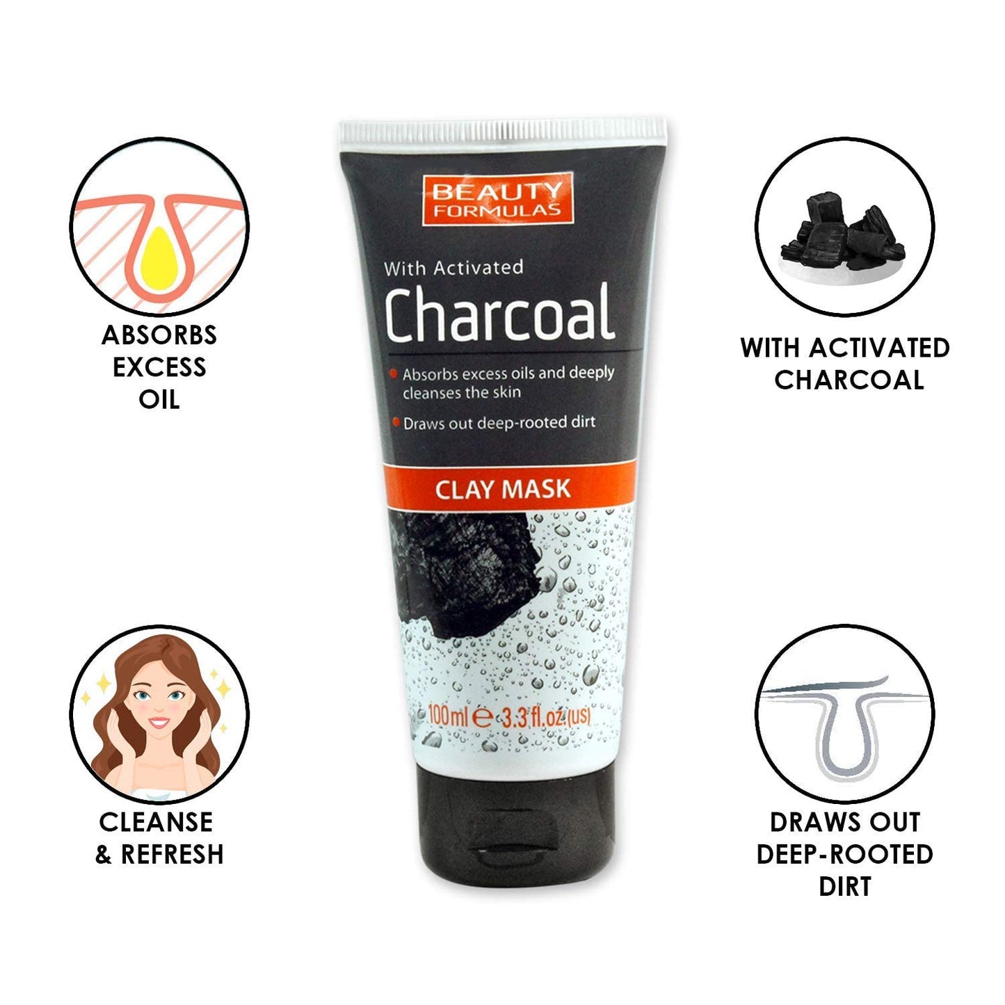 Beauty Formulas With Activated Charcoal Clay Mask 100 millitres