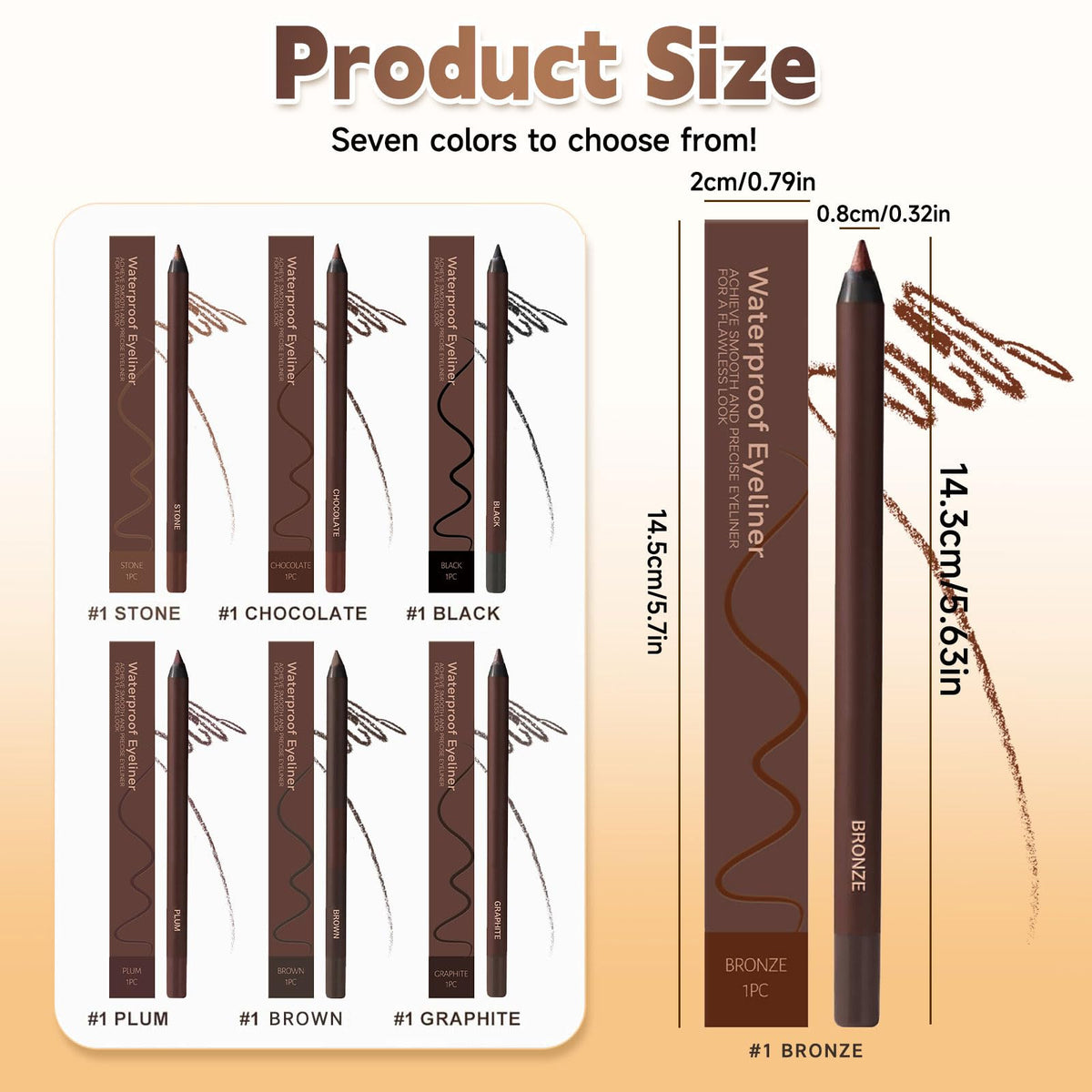 Kenmohuo Waterproof Eyeliner Pencil, 2025 Waterproof Eyeliner Duo Sharpenable Eye Pencil, Longwearing Eye Makeup with Ultra-Fine Tip, Silky Smooth and Easy To Color (Pack of 2, Plum)