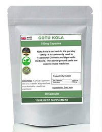 Your Best Supplement Gotu Kola Capsules 750mg 100% Natural and Pure High Strength Supplement (30)