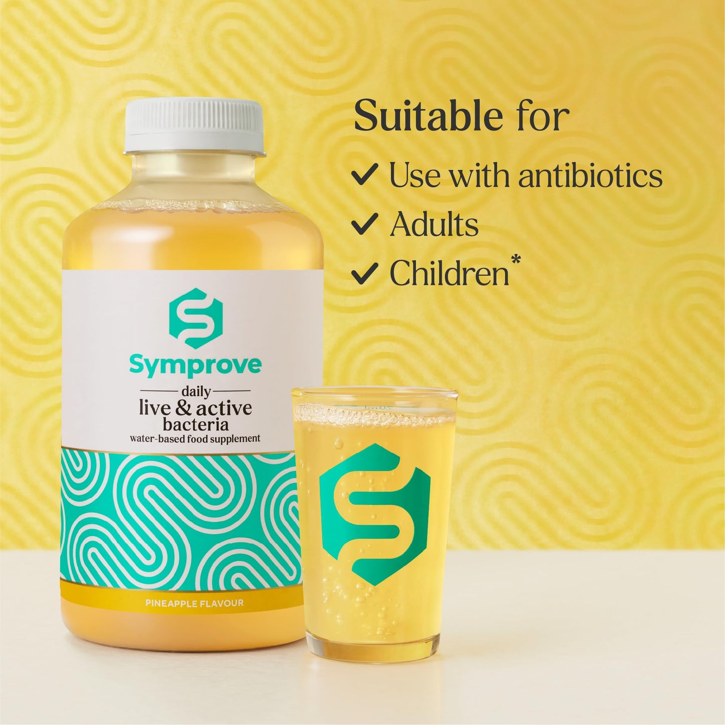 Symprove Pineapple 1 Week Pack Daily Essential Gut Health Supplement, Probiotic Drink with Live Bacteria, Vegan - 1x500ml
