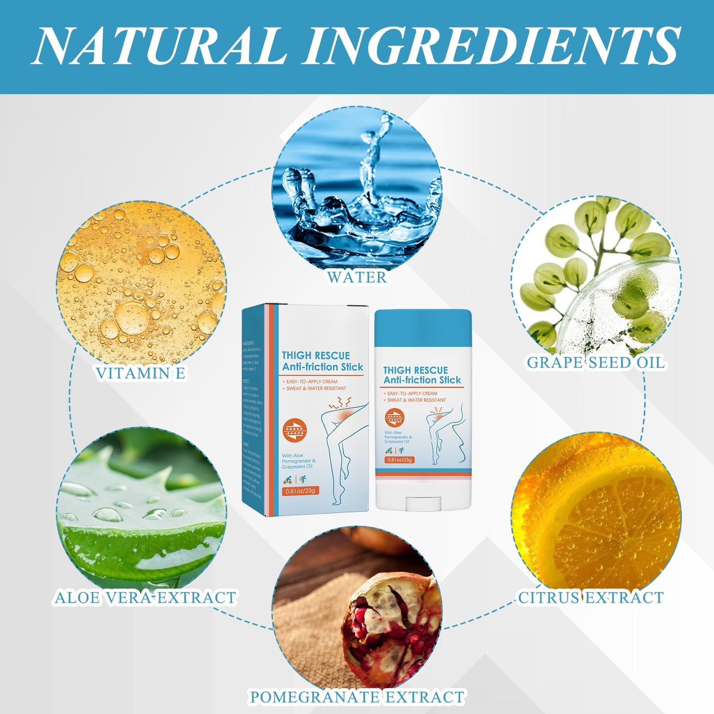 Nadiaen 2PCS Anti Chafe Balm,Anti-Chafe Stick,Anti Chafing Cream Chafing Cream Chub Rub Stick Thigh Friction and Skin Protection Rescue Cream Anti Chafe Waterproof Slip-On Anti-Chafing Stick