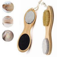 PHOGARY Pumice Stone for Hands and Feet, 4-in-1 Wooden Foot Scrub Brush Removing Hard Corn Dead Skin Callus-Wet Dry Feet Household Nail Cracked Heels Care-Debris Grinding Off Thick and Hard Calluses