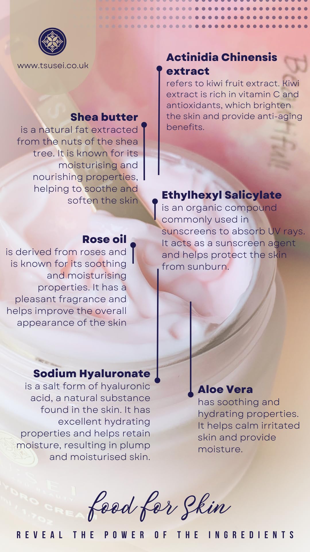 TSU:SEI Health and Beauty Rose Hydro Cream for Face by TSU:SEI - Organic Moisturiser for Women with SPF20, Vitamin E and Hyaluronic Acid. Natural Daily Facial Cream. Cruelty Free Skincare. 50ml.