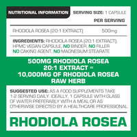 Rhodiola Rosea Extract 500mg 30 Vegan Capsules | 3% Standardised Rosavins 1% Salidrosid | Arctic Root Nootropic Adaptogen Supplement | Premium Rhodiola Root Extract | Made in UK by PROELITE