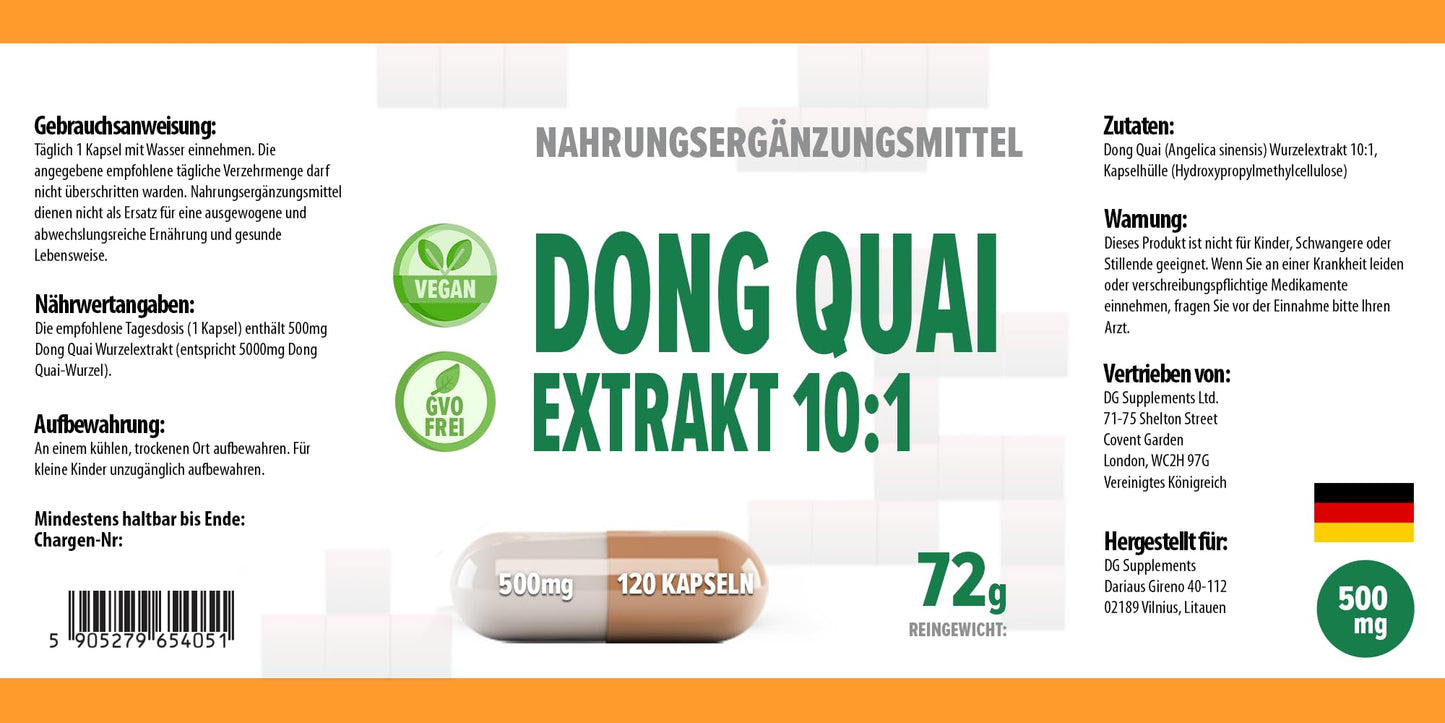 Hepatica Dong Quai 5,000mg | 10:1 Extract (500mg) | 120 Vegan Capsules | High Strength Hormonal & Menstrual Support | 3rd Party Lab Tested