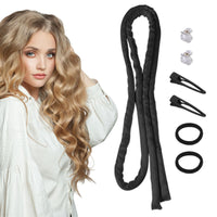 LunarCharm Heatless Curling Headband, Heatless Curlers with Small Hairpin, Overnight Curls with Thin Curlers for Sleeping, Black