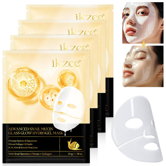 Generic Advanced Snail Mucin Glass Glow Hydrogel Mask, Collagen Face Masks Skincare, Collagen Night Wrapping Mask, Snail Mucin Korean Skincare(4 PCS)