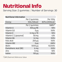 Nutriburst - Hair Skin and Nails Gummies - Biotin Zinc Vitamin E for Thicker Hair & Stronger Nails - Sugar Free Supplements - 60 Gummies 1 Month Supply - Suitable for Vegetarians & Vegans
