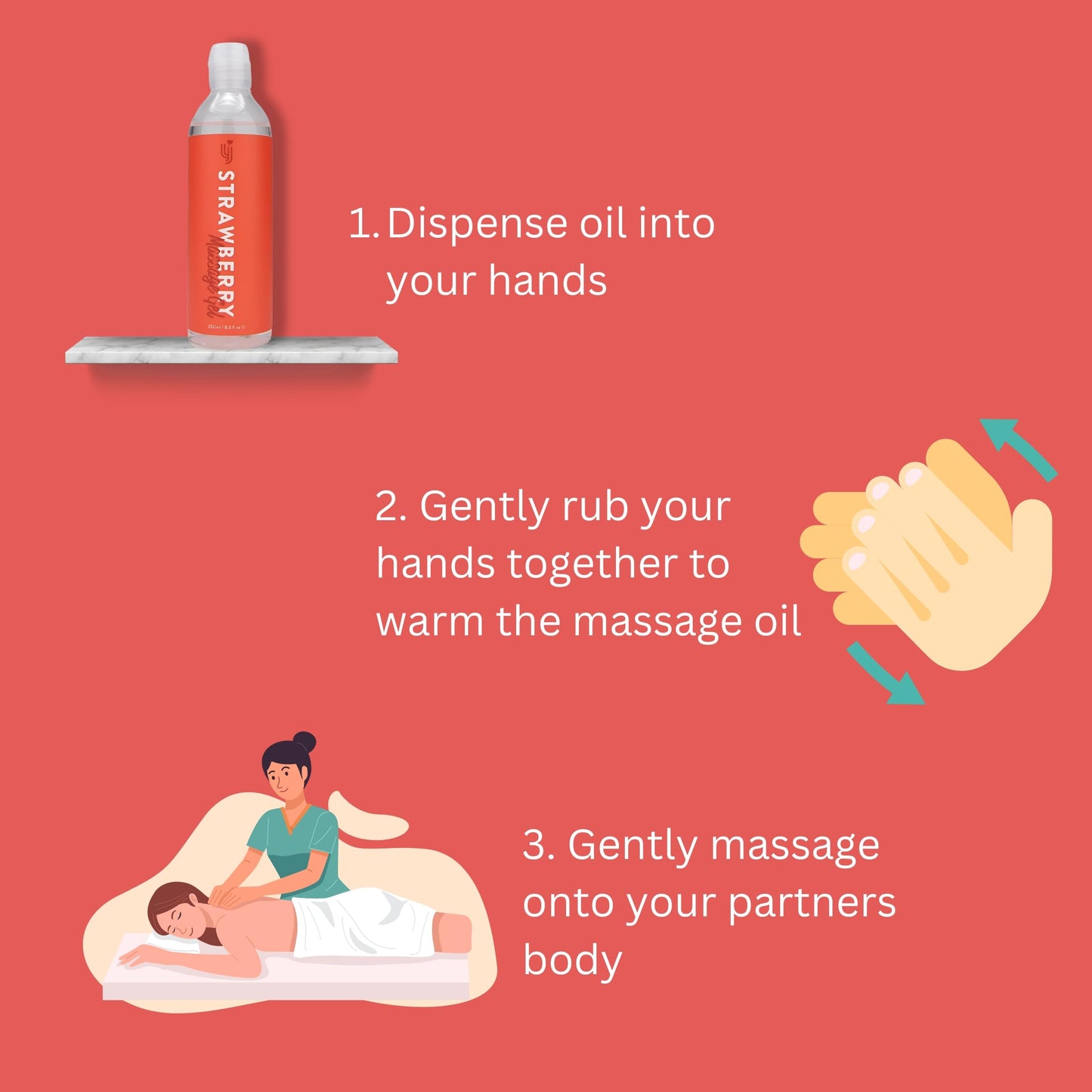 Loving Joy Strawberry Massage Oil, Edible Massage Oil, Warming Strawberry Body Oil, Wellness & Massage, Massage Oil Bottle (250ml Massage Oil), Aromatherapy Oil