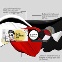Generic Black White Red Face & body Paint, 3 Colors Clown Makeup Kit with Sponge and Brush, Halloween Cosplay Face Body Paint for Joker Devil Zombie Vampire Skeleton Special Effect Makeup and Costume Party