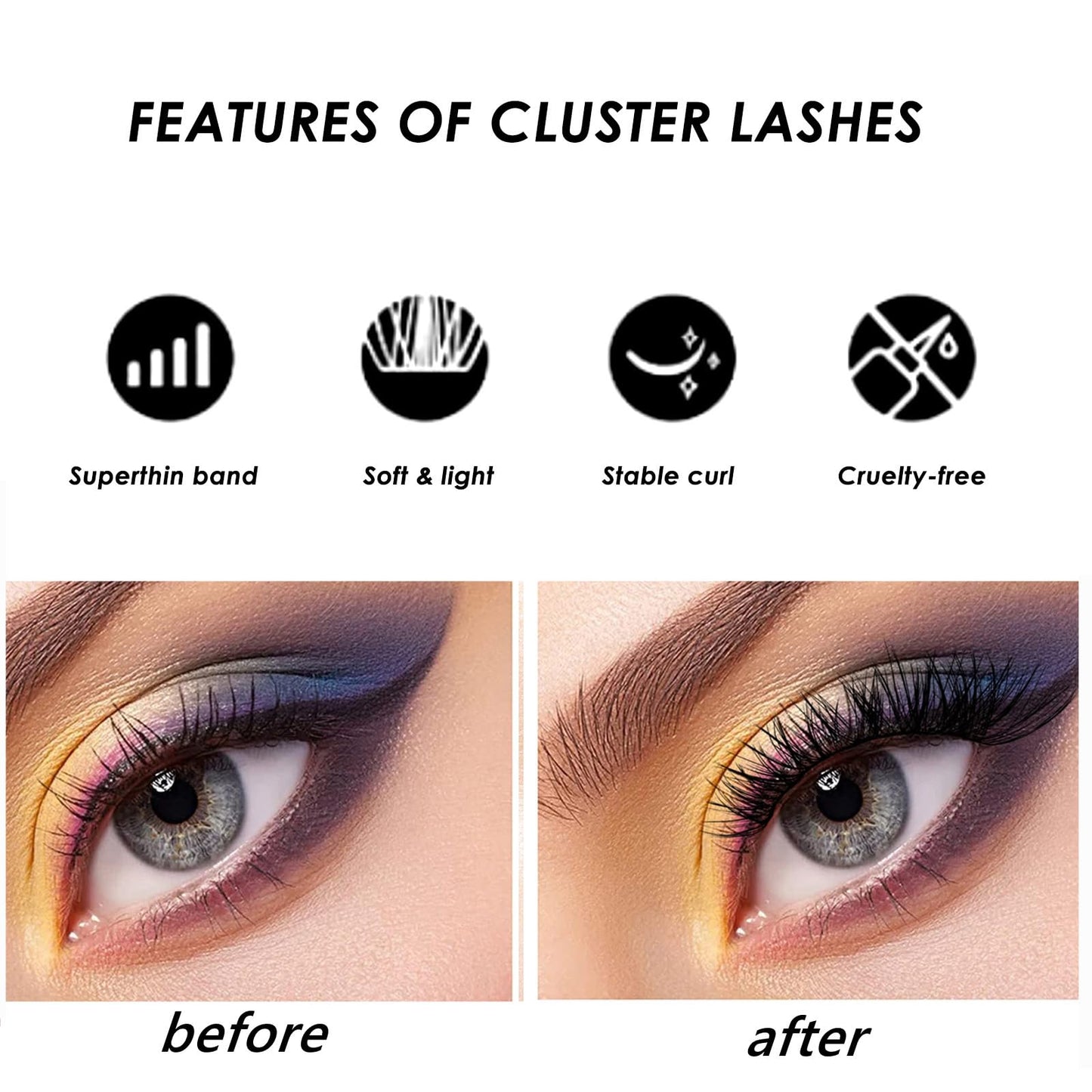 Lanciley Individual Lashes 144 Clusters Lashes DIY Eyelash Extensions False Eyelashes Individual Natural Soft Reusable Easy to Use C/D Curl 10/12/14/15/16mm - L28