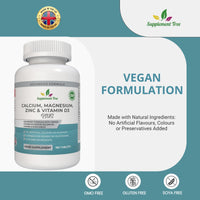 Supplement Tree Calcium Magnesium Zinc and Vitamin D Plus Vitamin K2 MK-7 Supplement - 180 Vegan Tablets - High Strength Calcium Tablets Complex with Vitamin K2 Copper Manganese Selenium & Boron - UK Made