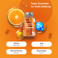 WeightWorld Vitamin C and Zinc Gummies - 120 Tasty Gummies - Natural Orange Flavour - 2 per Day - Gluten-Free, Vegan-Friendly & Non-GMO - Bioavailable Forms (L-Ascorbic Acid & Zinc Citrate)