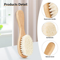 Molylove Baby Hair Brush with Wooden Handle and Super Soft Goat Bristles for Newborns, Infant, Toddlers, Kids