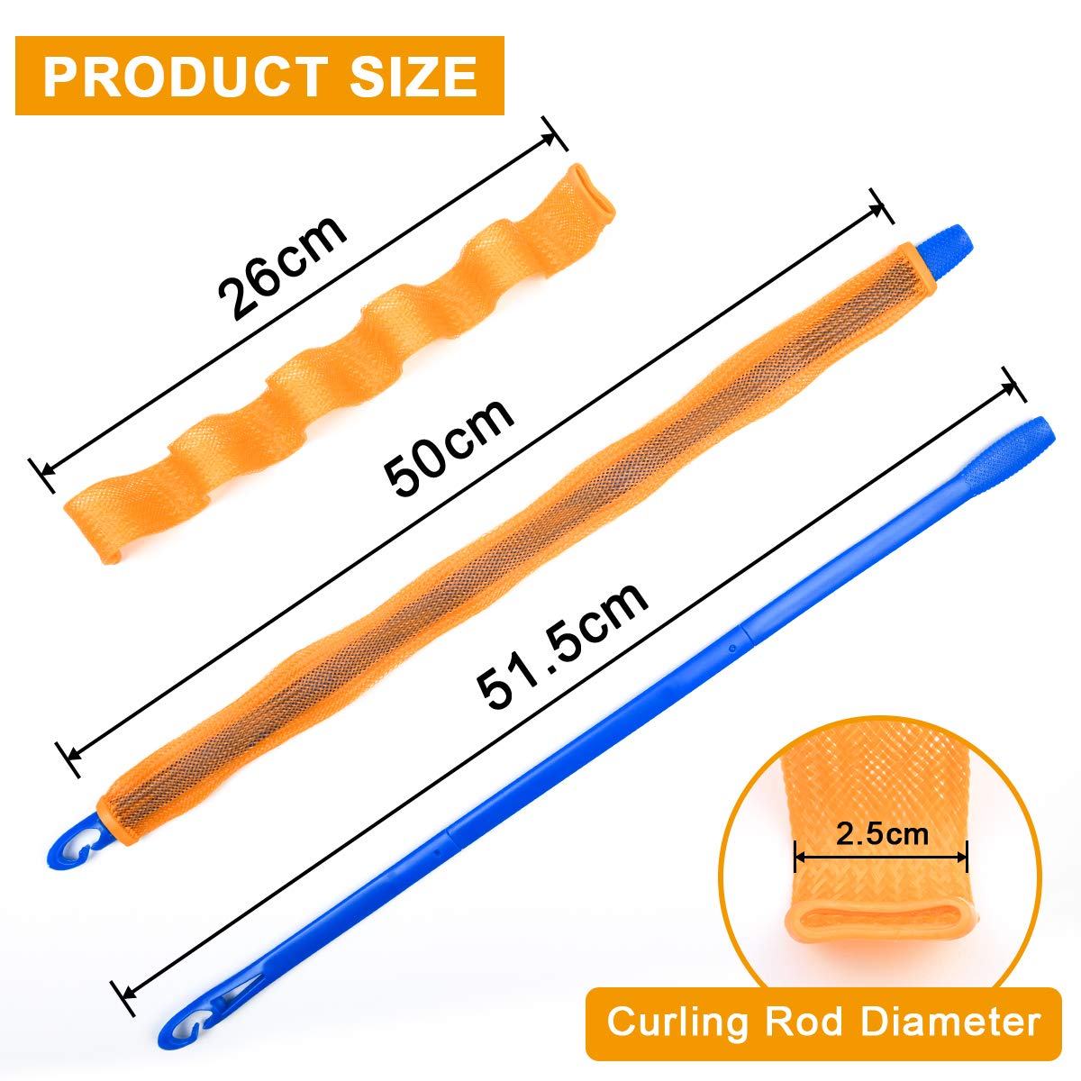 URAQT Hair Rollers for Long Hair, 24Pcs 50cm Hair Curlers No Heat Spiral Curls, Wave Hair Curlers Styling Kit with Styling Hooks for Women Girl, Healthy DIY Hairstyle
