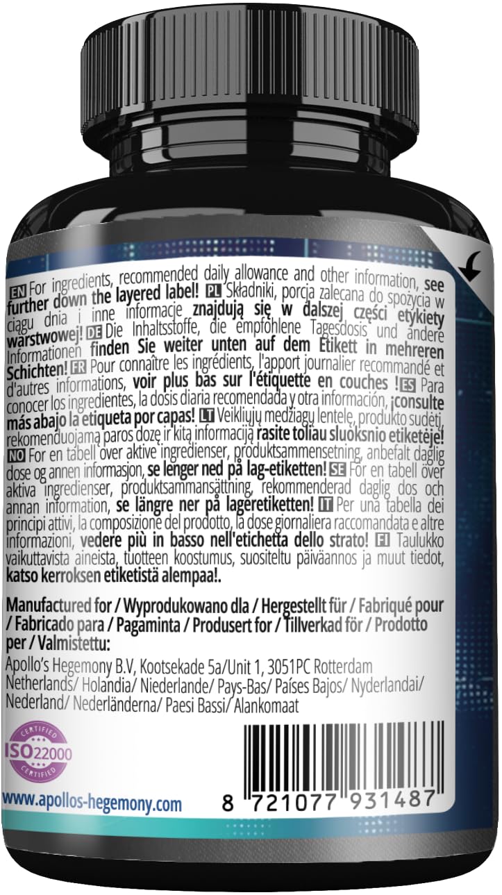 Magtein® Magnesium L-Threonate 144 mg per Daily Dose - 90 Vegan Capsules - 30-Day Supply - for Cognitive Function Support - by Apollo's Hegemony