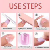 NICENEEDED 24 PCS Long Stiletto Press on False Nails, Almond Red Stripe Full Cover Glue on Fake Nails, Glossy Acrylic Stick on Artificial Nails for Women and Grils