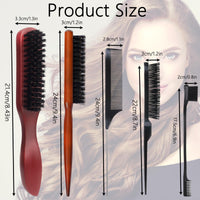 STIFFENERS 5-Pack Slick Back & Teasing Brush - Men's Beard & Hair Styling Brush for Thin or Thick Hair