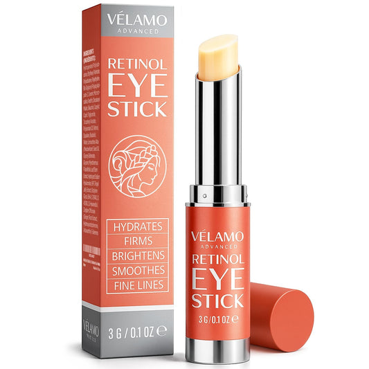 VELAMO ADVANCED Retinol Eye Balm Stick with Bakuchiol & Peptides – Under Eye Cream for Dark Circles, Puffiness, Fine Lines – Visible Results in 4–8 Weeks – Anti-Ageing & Firming for Mature Skin, 3g