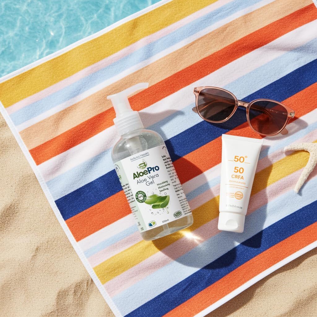 AloePro Aloe Pro Pure Vegan Aloe Vera Gel 200ml – Natural Aftersun, Cooling, Moisturising & Soothing | Cruelty Free | For Skin & Hair | Bug Bites, Minor Burns, Dermaplaning, Post-Laser Care