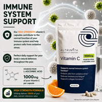 Altruvita AltruVita Vitamin C Supplement 1000mg, High Strength, High Absorption, Supports Immune Health, Antioxidant Protection, Reduces Fatigue, 60 Capsules, 2-Month Supply Vegan, Made in the UK