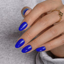KQueenest Royal Blue Press on Nails Short Oval, Short False Nails, Opaque Solid Bright Vibrant Blue Fake Nails Press ons, Reusable Soft Gel Stick on Nail for Women, 24 Pcs