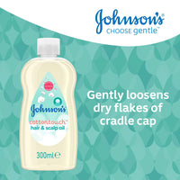 Johnson's Baby Johnson'S Baby Cotton Touch Hair and Scalp Oil, Clinically Proven Suitable for New Born Skin, Loosens Dry Flakes Caused By Cradle Cap, Mild Fragrance, 300 ml (Pack of 1)