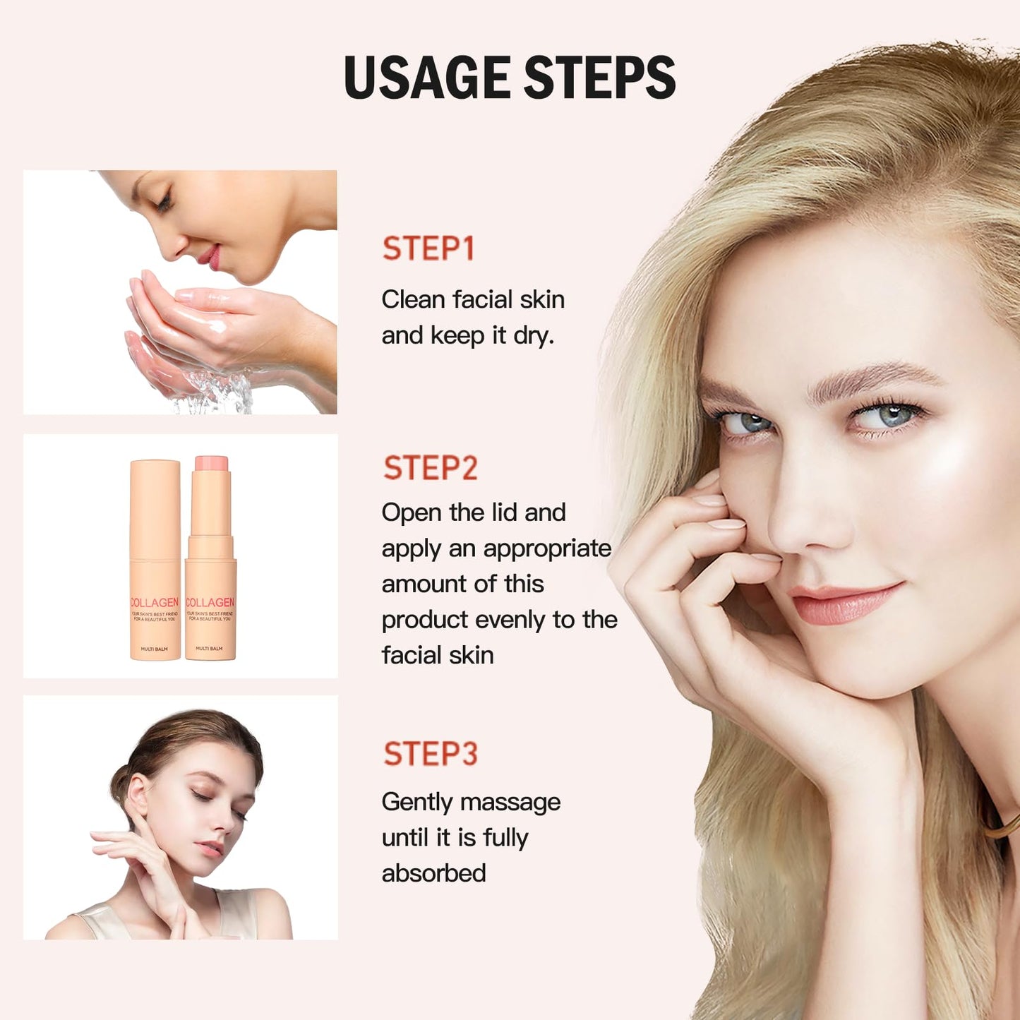 COWANIEE Pure Collagen Wand, Hydrating Eye & Lip Collagen Stick for Face, Anti Wrinkles Face Moisturiser Balm (7g）