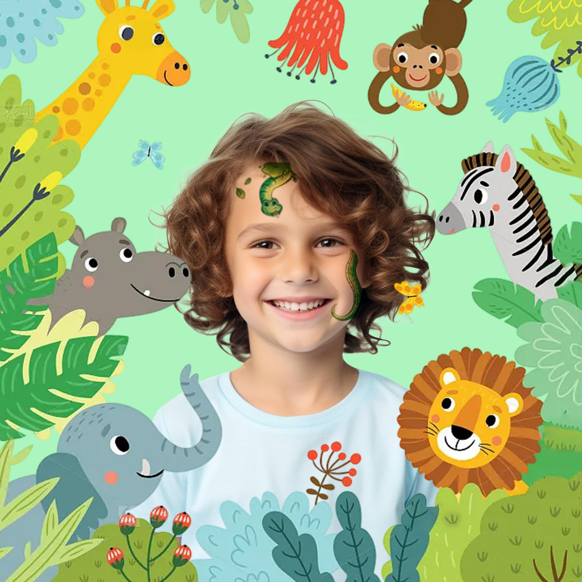 Makoto Nobu 24 Sheets Face Tattoos for Kids, Temporary Tattoo Stickers