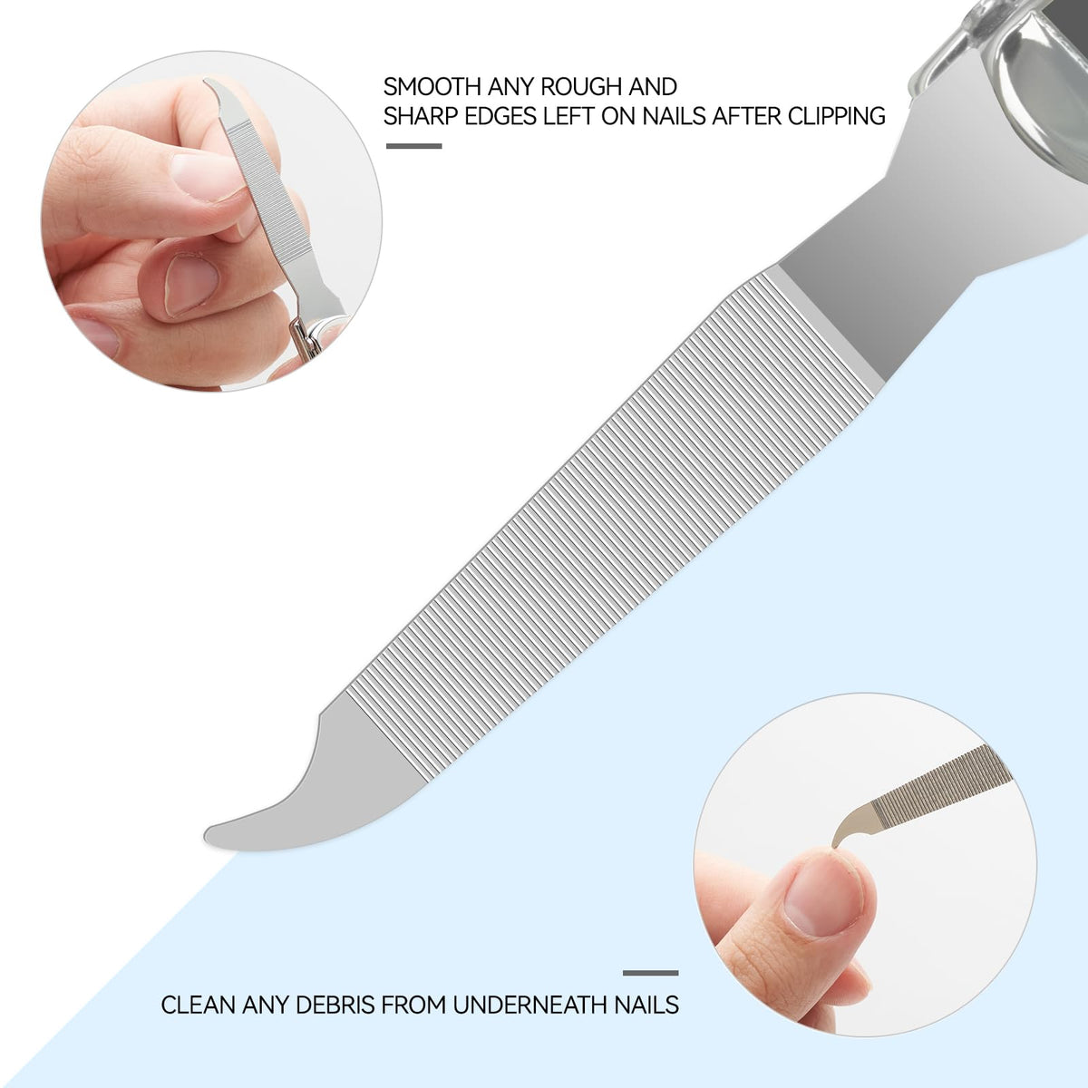 Ithyes Nail Clippers Nail Cutter Set Toenail Fingernail Clippers Kit for Thick Nails Stainless Steel Sharp Sturdy Trimmer for Men & Women, Set of 2 Black-siliver