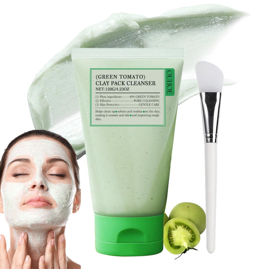 ISBEAUSOLS Green Tomato Clay Mask - Face Masks Skincare - Korean Face Mask - Clay Face Mask Facial kit - Face Masks Beauty with Green Mask Stick Clean Pore Gentle Nourish Face Care
