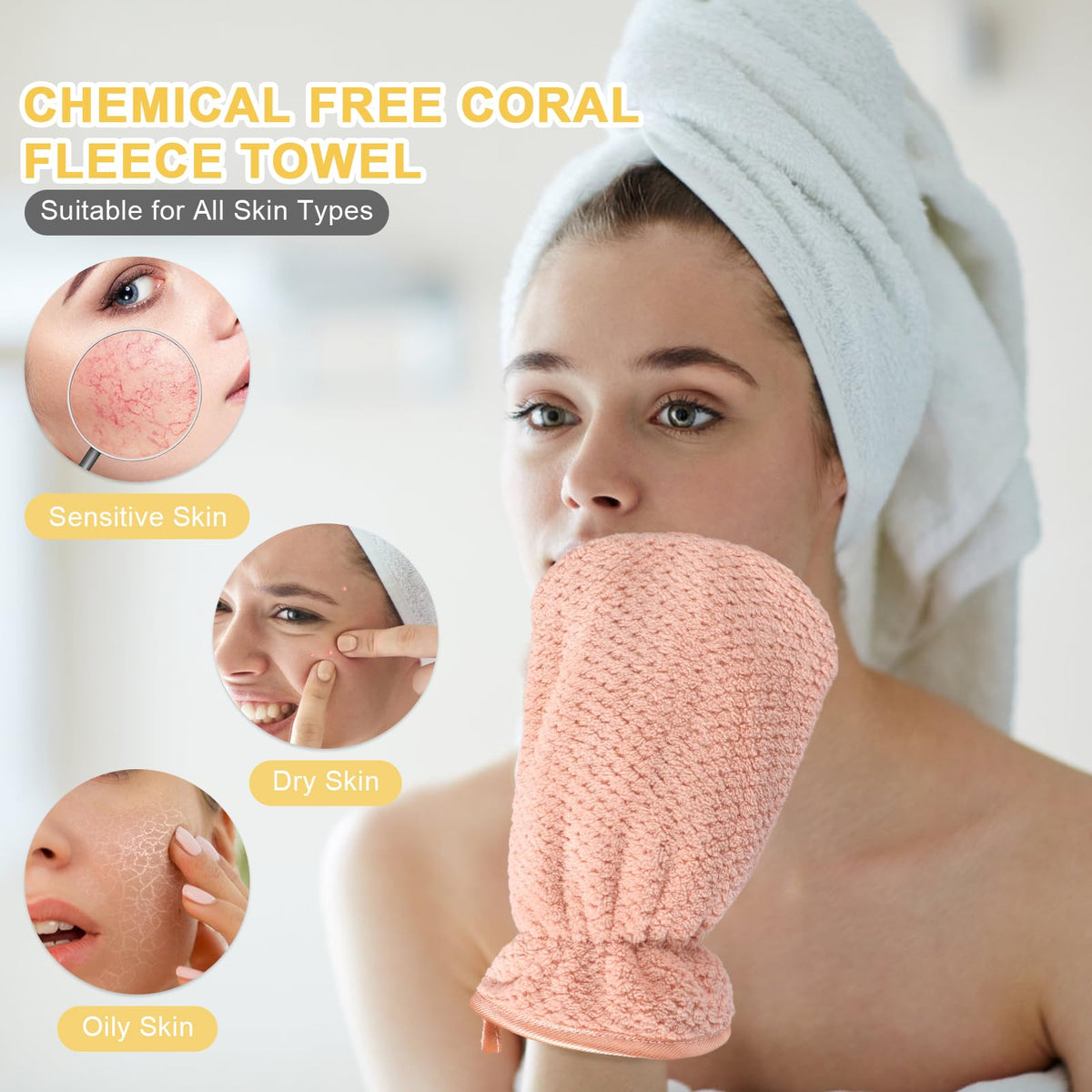 PHOGARY Microfiber Wash Mitt for Body & Face, Super Soft Absorbent Washcloth, Coral Fleece Face Cloth Bath Mitts for Child Adult, Washable Makeup Remover Cleansing Cloths,4 Pack,13x20cm