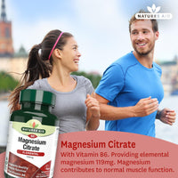 Natures Aid Magnesium Citrate 750mg with Vitamin B6 – High Absorption Vegan Capsules – Supports Muscle, Nerve & Bone Health and Stress Relief – Non-GMO, Gluten-Free – 60 Capsules