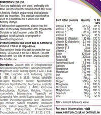 Centrum Women Multivitamin & Mineral Tablets, 24 essential nutrients including Vitamin D, Complete Multivitamin Tablets, 60 Count (Pack of 1)