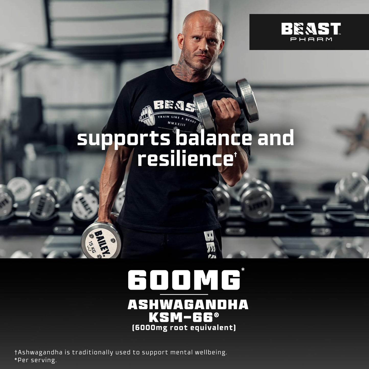 Beast Pharm | Ashwagandha High Strength 6000mg (3 Months Supply) KSM-66 90 Capsules | Stress Relief Support