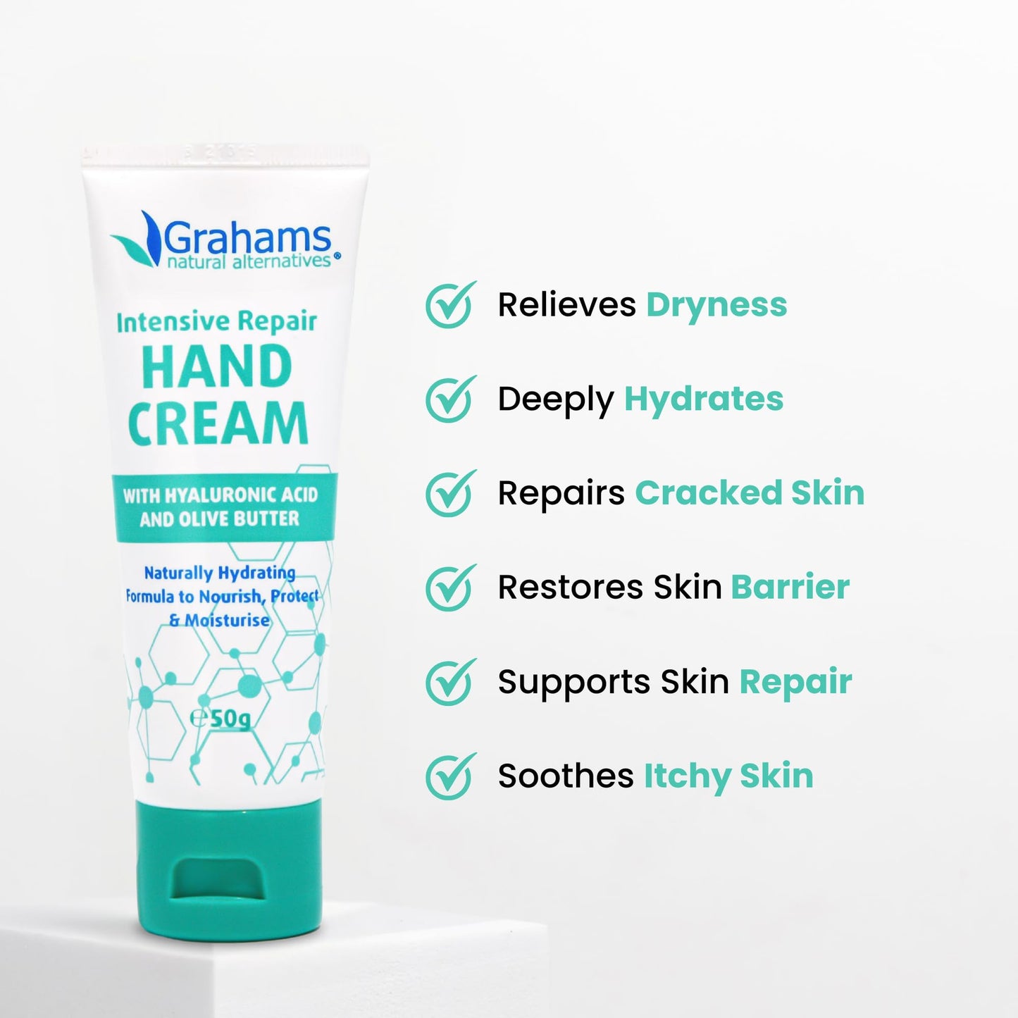 Grahams Natural Intensive Hand Repair Cream 50g | Calendula, Shea Butter, Coconut Oil, Vitamin E | Intense Hand Cream for Very Dry Hands & Eczema Prone Skin | Itch Relief & Cracked Finger Tip Repair