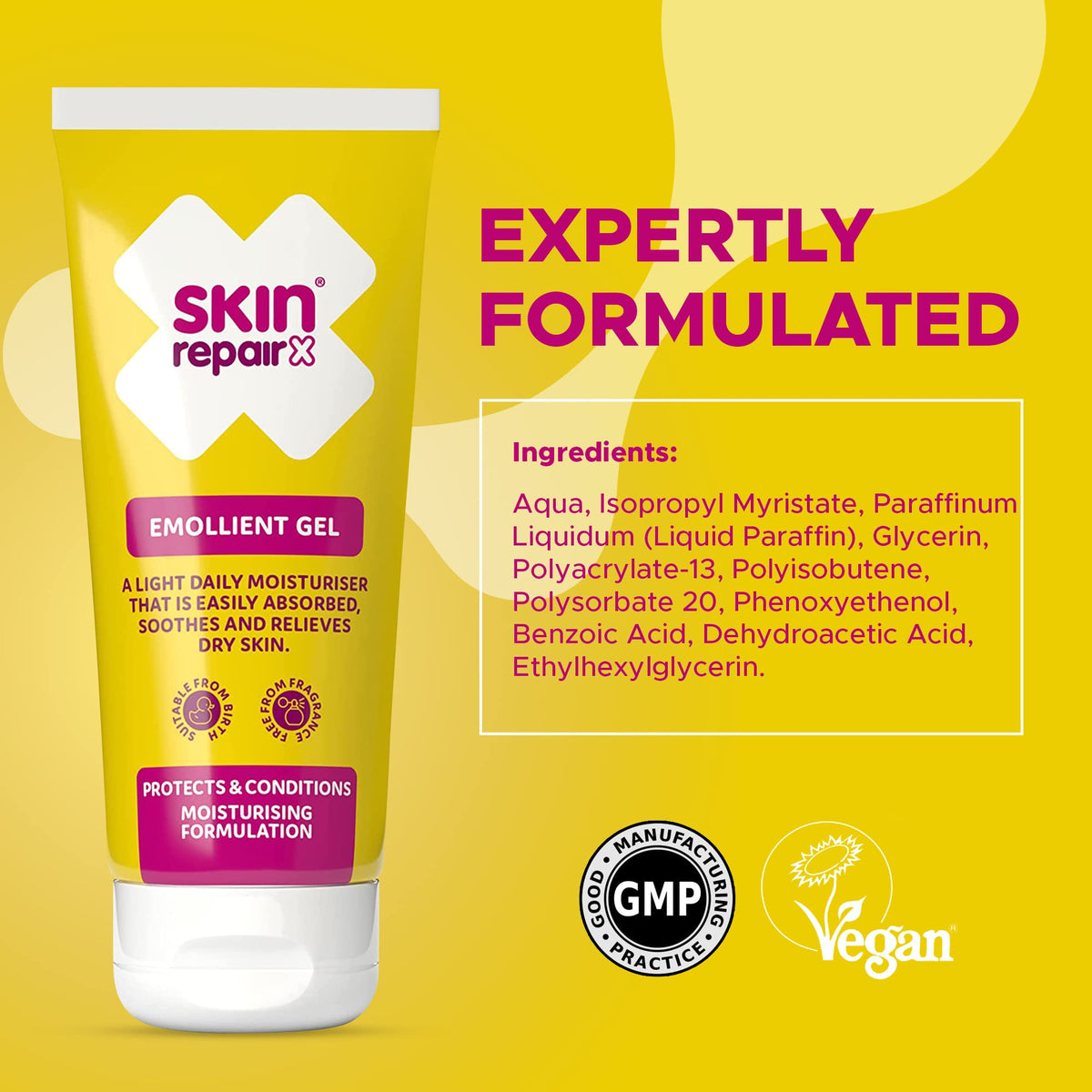 SkinrepairX SkinRepairX Emollient Gel 100ml for Dry Skin, Eczema, Psoriasis, Dermatitis, Rosacea, Acne, Vegan, Fragrance Free, Suitable from Birth