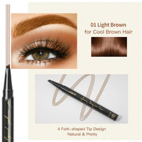 HAORQEE Eyebrow Pencil, Light Brown Waterproof Eye Brow Pen Microblading Smudge-Proof Long Lasting Brow Pencil with 4-Fork-Shaped Tip